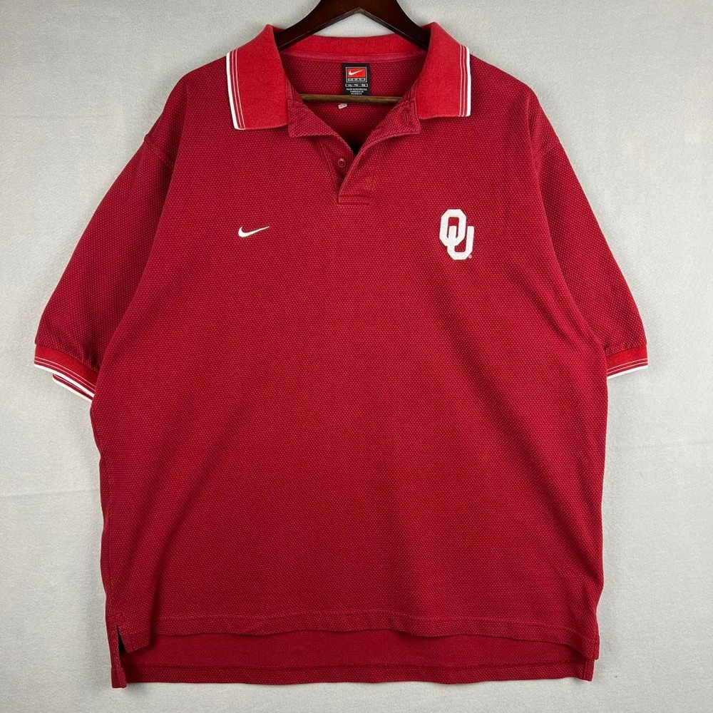 Vintage University of Oklahoma Red Nike Team Polo Shirt XL
